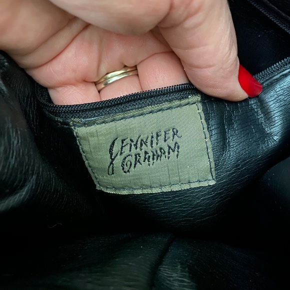 Vintage Jennifer graham leather Drawstring bucket Bag, black - Picture 6 of 16